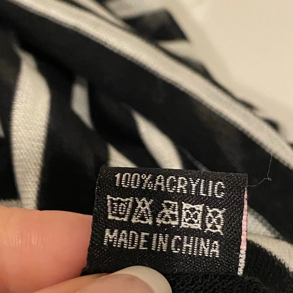 Black White Striped Knit Infinity Circle Scarf Wrap